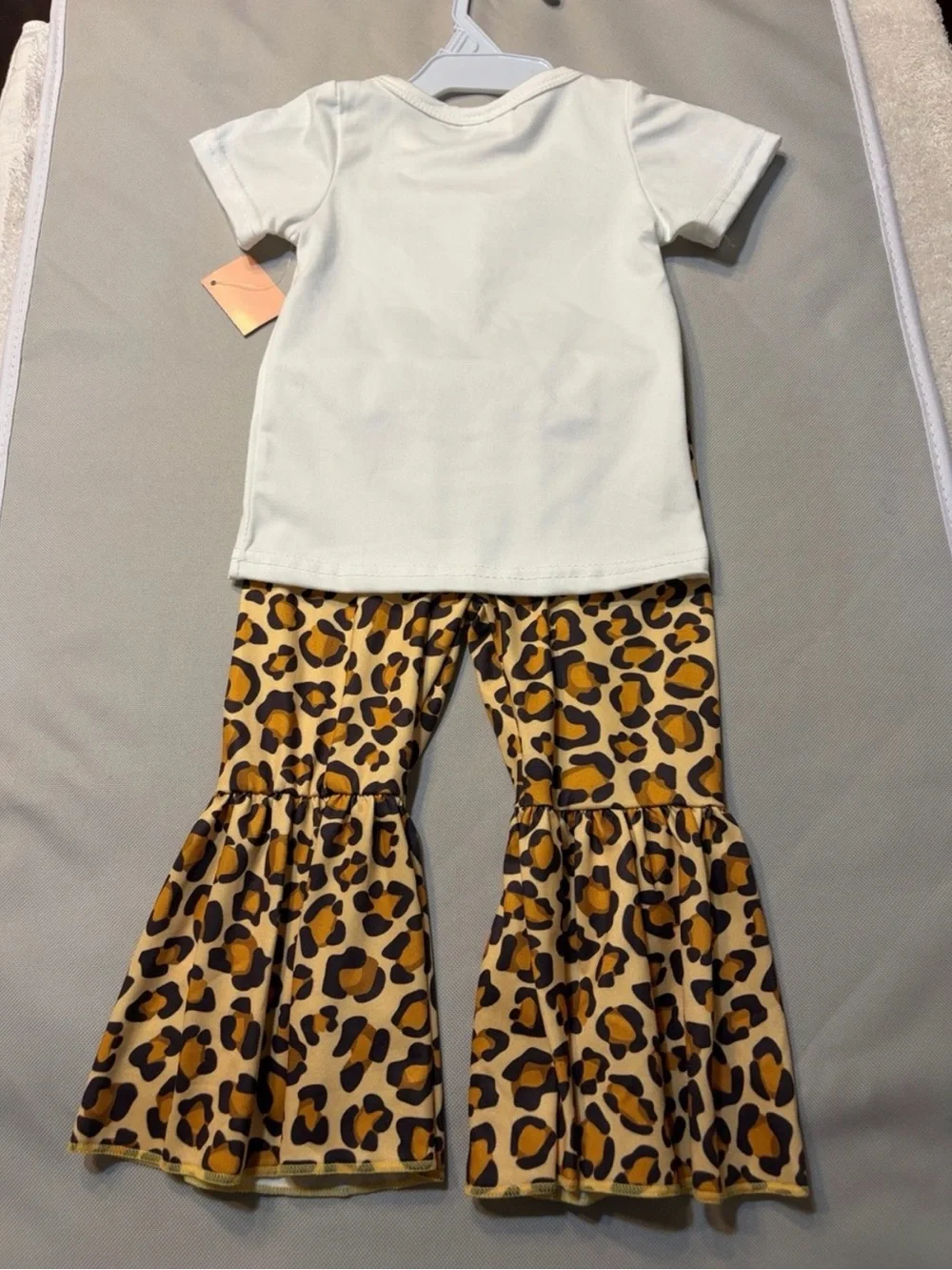 Yellowstone Leopard Print Ruffle Pants Matching Set - White & Brown